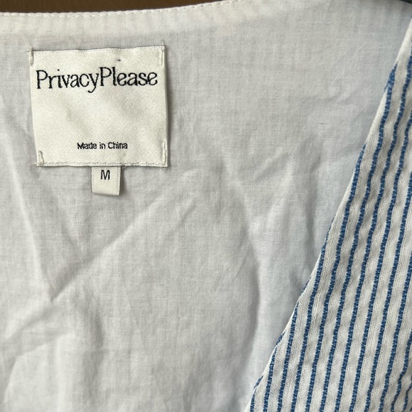 Privacy Please Revolve Women’s Seersucker Button-up V-Neck Dress Size M Preppy - Picture 3 of 5